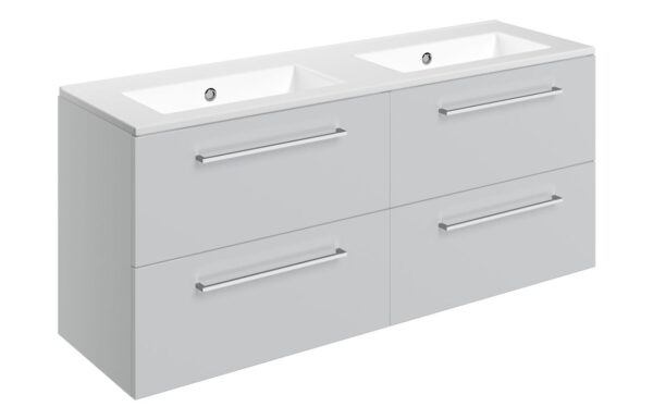 Iowa 1210mm Wall Hung 4 Drawer Basin Unit & 0TH Thin Edge Basin - Grey Gloss