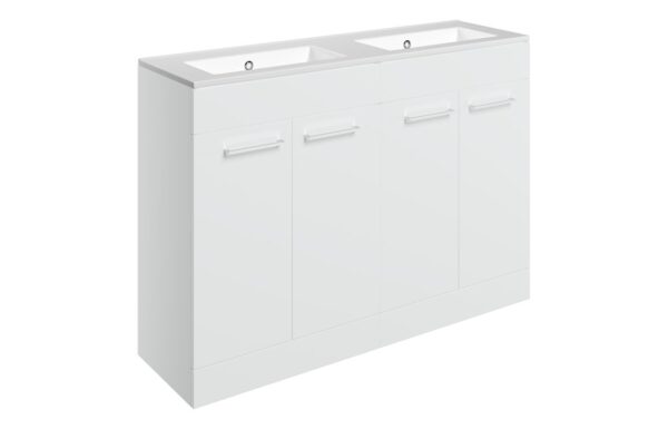 Iowa 1210mm Floor Standing 4 Door Basin Unit & 0TH Thin Edge Basin - White Gloss