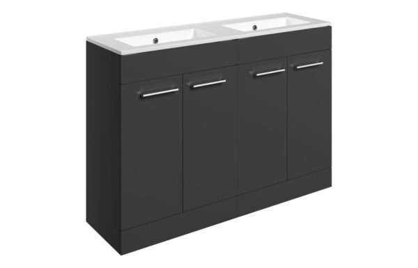 Iowa 1210mm Floor Standing 4 Door Basin Unit & 0TH Thin Edge Basin - Anthracite Gloss