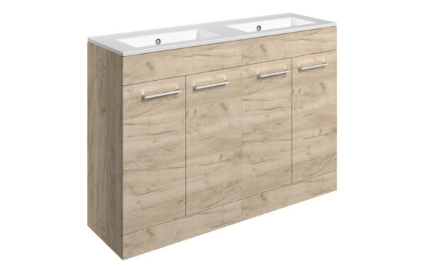 Iowa 1210mm Floor Standing 4 Door Basin Unit & 0TH Thin Edge Basin - Oak