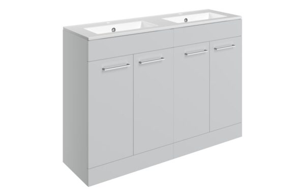 Iowa 1210mm Floor Standing 4 Door Basin Unit & 2TH Thin Edge Basin - Grey Gloss