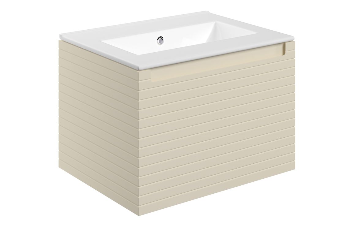 Wyoming 615mm Wall Hung 1 Drawer Basin Unit & 0TH Thin Edge Basin - Matt Cotton