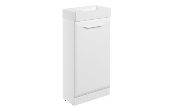 Colorado 410mm Floor Standing 1 Door Cloakroom Basin Unit w/1TH Basin - Matt White