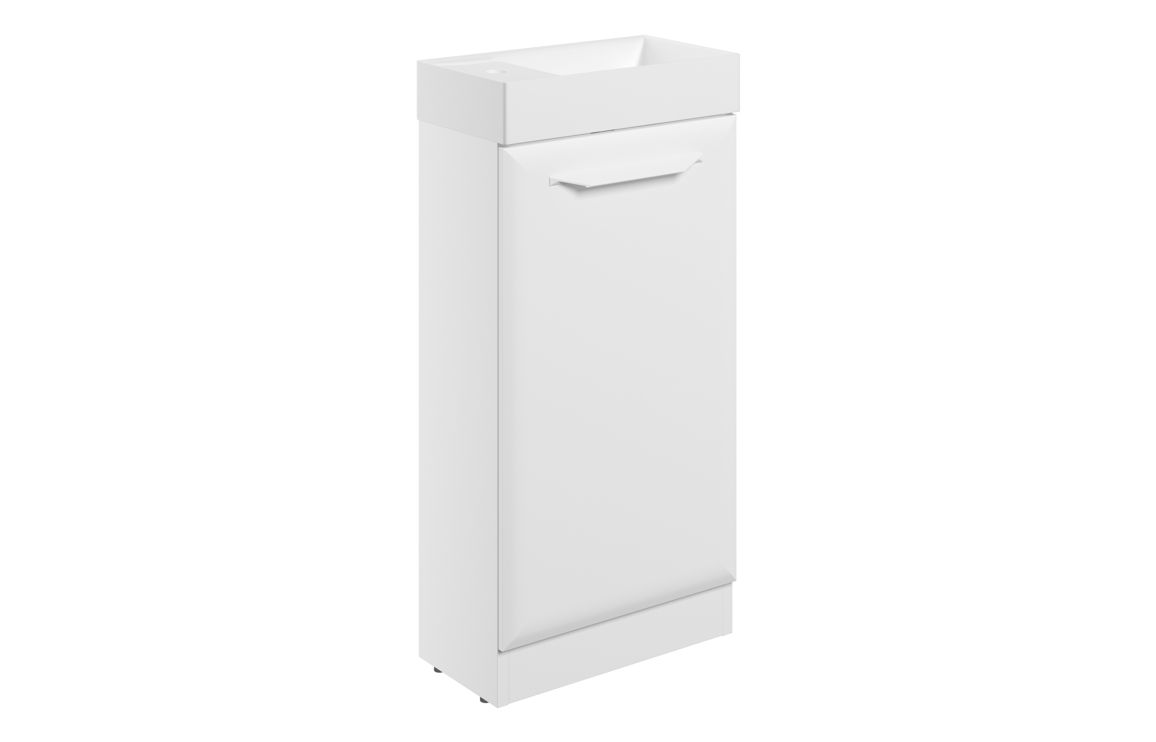 Colorado 410mm Floor Standing 1 Door Cloakroom Basin Unit w/1TH Basin - Matt White