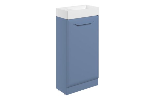Colorado 410mm Floor Standing 1 Door Cloakroom Basin Unit w/1TH Basin - Matt Misty Blue