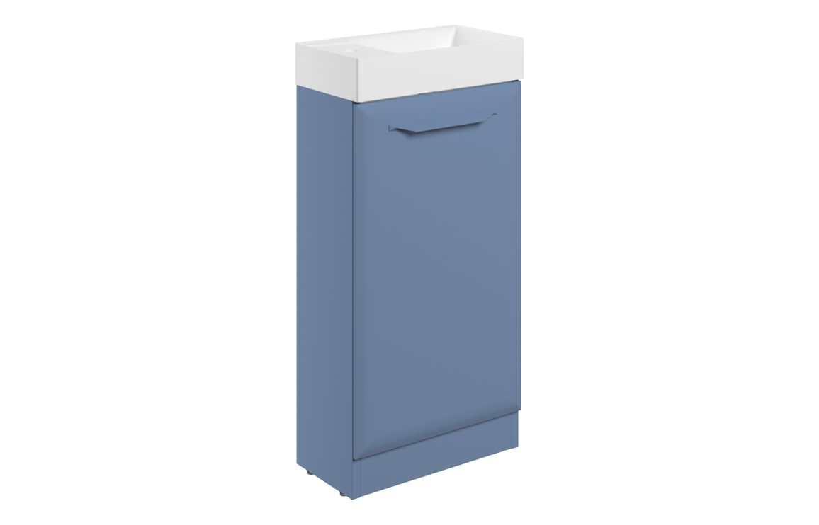 Colorado 410mm Floor Standing 1 Door Cloakroom Basin Unit w/1TH Basin - Matt Misty Blue