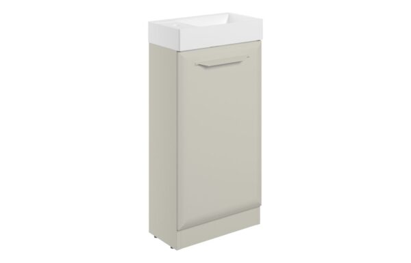 Colorado 410mm Floor Standing 1 Door Cloakroom Basin Unit w/1TH Basin - Matt Latte