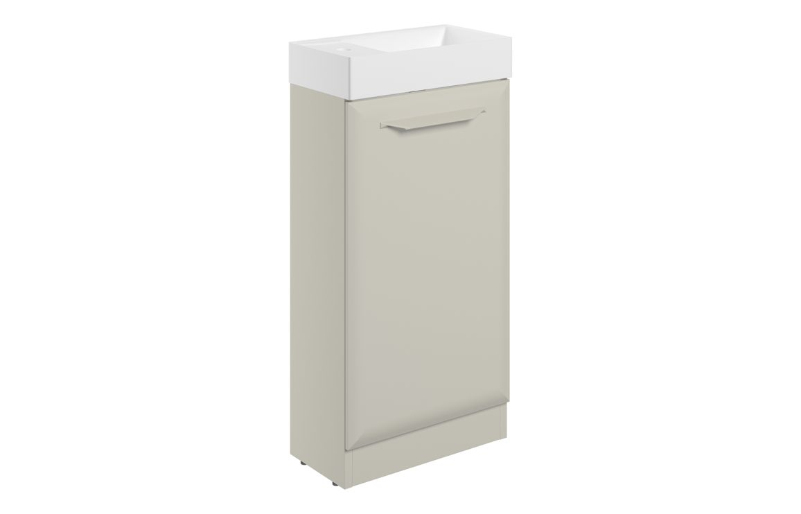 Colorado 410mm Floor Standing 1 Door Cloakroom Basin Unit w/1TH Basin - Matt Latte