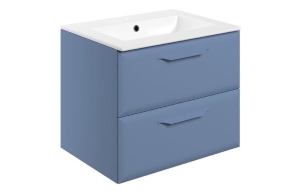 Colorado 615mm Wall Hung 2 Drawer Basin Unit w/1TH Basin - Matt Misty Blue