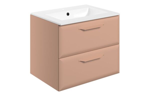 Colorado 615mm Wall Hung 2 Drawer Basin Unit w/1TH Basin - Matt Apricot