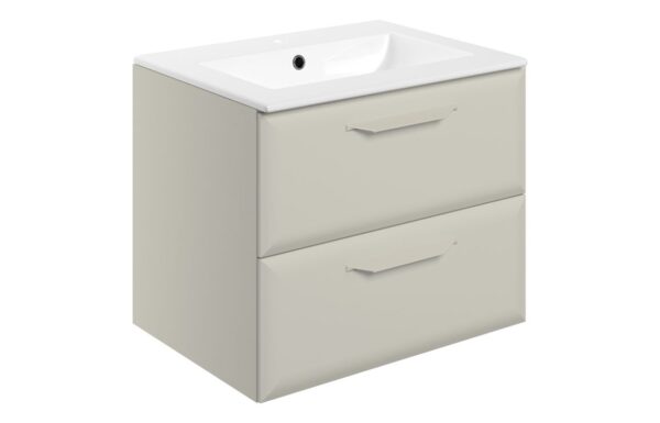 Colorado 615mm Wall Hung 2 Drawer Basin Unit w/1TH Basin - Matt Latte
