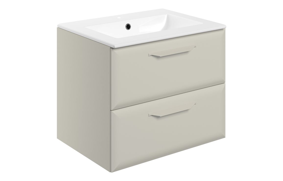 Colorado 615mm Wall Hung 2 Drawer Basin Unit w/1TH Basin - Matt Latte