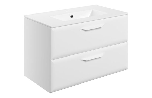 Colorado 815mm Wall Hung 2 Drawer Basin Unit w/1TH Basin - Matt White