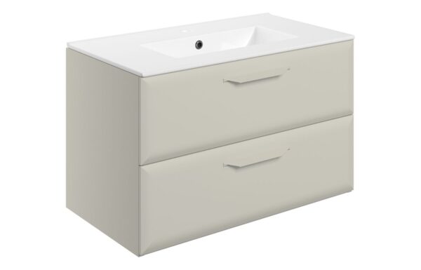 Colorado 815mm Wall Hung 2 Drawer Basin Unit w/1TH Basin - Matt Latte