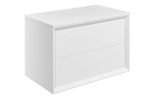 Utah 810mm Wall Hung 2 Drawer Basin Unit & Top - Matt White