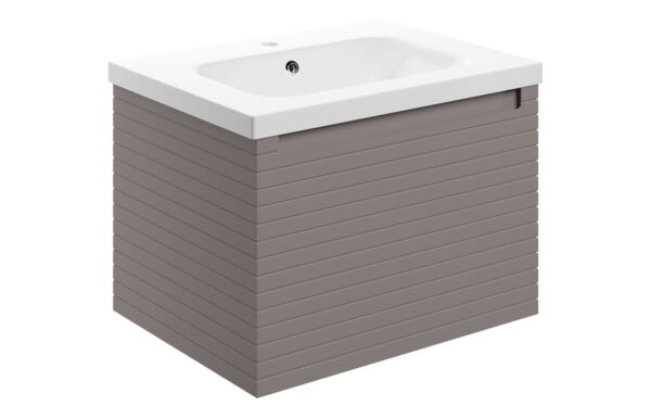 Wyoming 615mm Wall Hung 1 Drawer Basin Unit & 1TH Basin - Matt Taupe