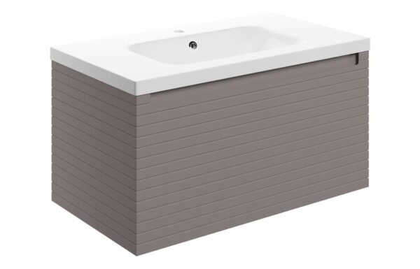 Wyoming 815mm Wall Hung 1 Drawer Basin Unit & 1TH Basin - Matt Taupe