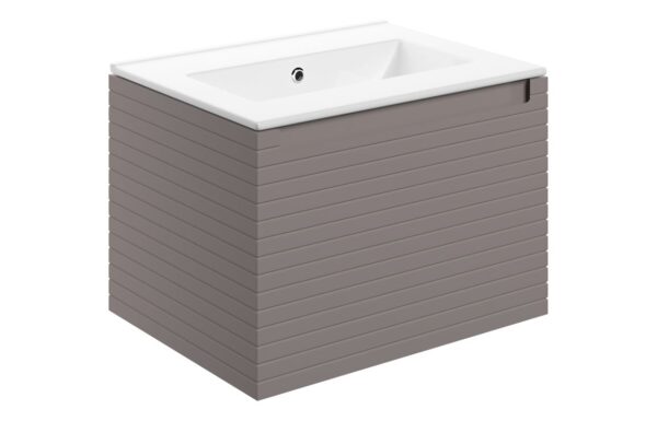 Wyoming 615mm Wall Hung 1 Drawer Basin Unit & 0TH Thin Edge Basin - Matt Taupe