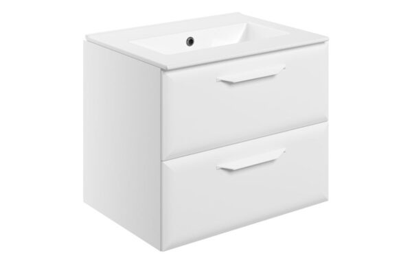Colorado 615mm Wall Hung 2 Drawer Basin Unit w/0TH Basin - Matt White