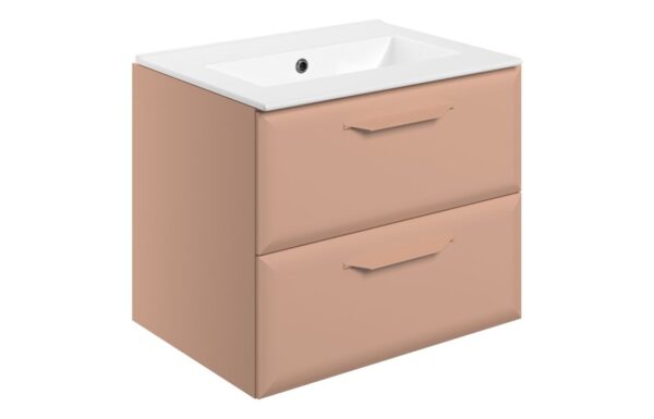 Colorado 615mm Wall Hung 2 Drawer Basin Unit w/0TH Basin - Matt Apricot