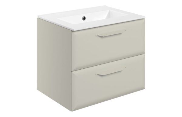 Colorado 615mm Wall Hung 2 Drawer Basin Unit w/0TH Basin - Matt Latte