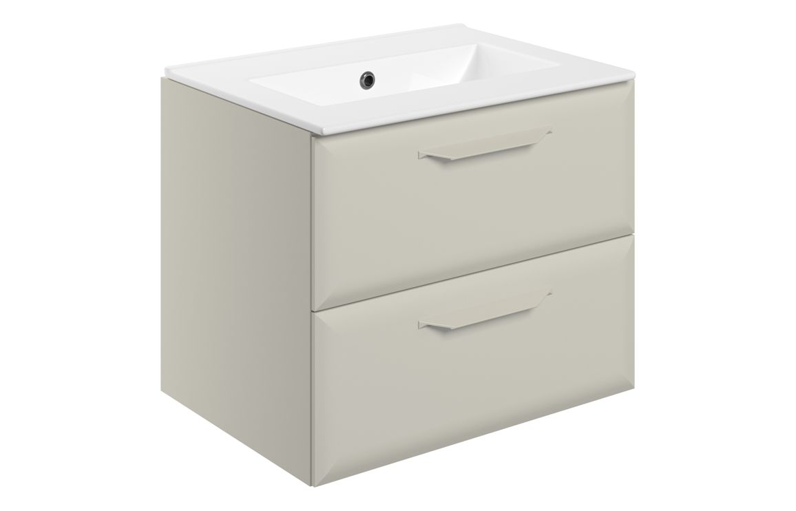 Colorado 615mm Wall Hung 2 Drawer Basin Unit w/0TH Basin - Matt Latte
