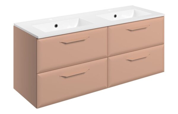 Colorado 1210mm Wall Hung 4 Drawer Basin Unit w/2TH Basin - Matt Apricot