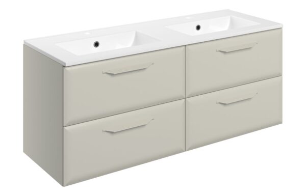 Colorado 1210mm Wall Hung 4 Drawer Basin Unit w/2TH Basin - Matt Latte