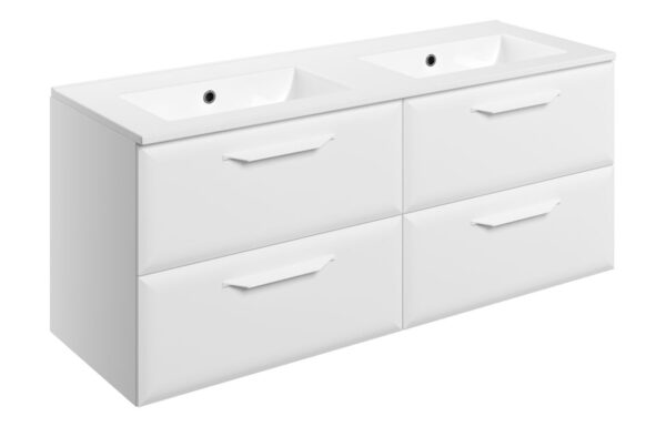Colorado 1210mm Wall Hung 4 Drawer Basin Unit w/0TH Basin - Matt White