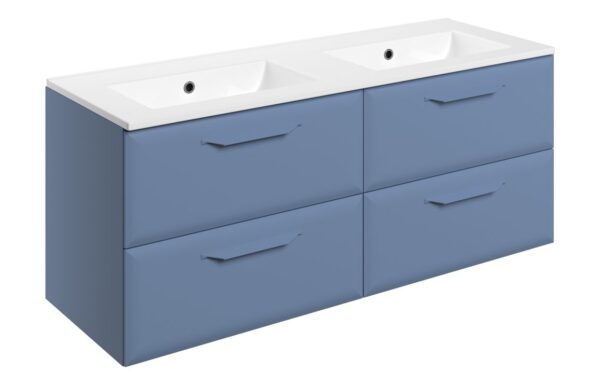 Colorado 1210mm Wall Hung 4 Drawer Basin Unit w/0TH Basin - Matt Misty Blue