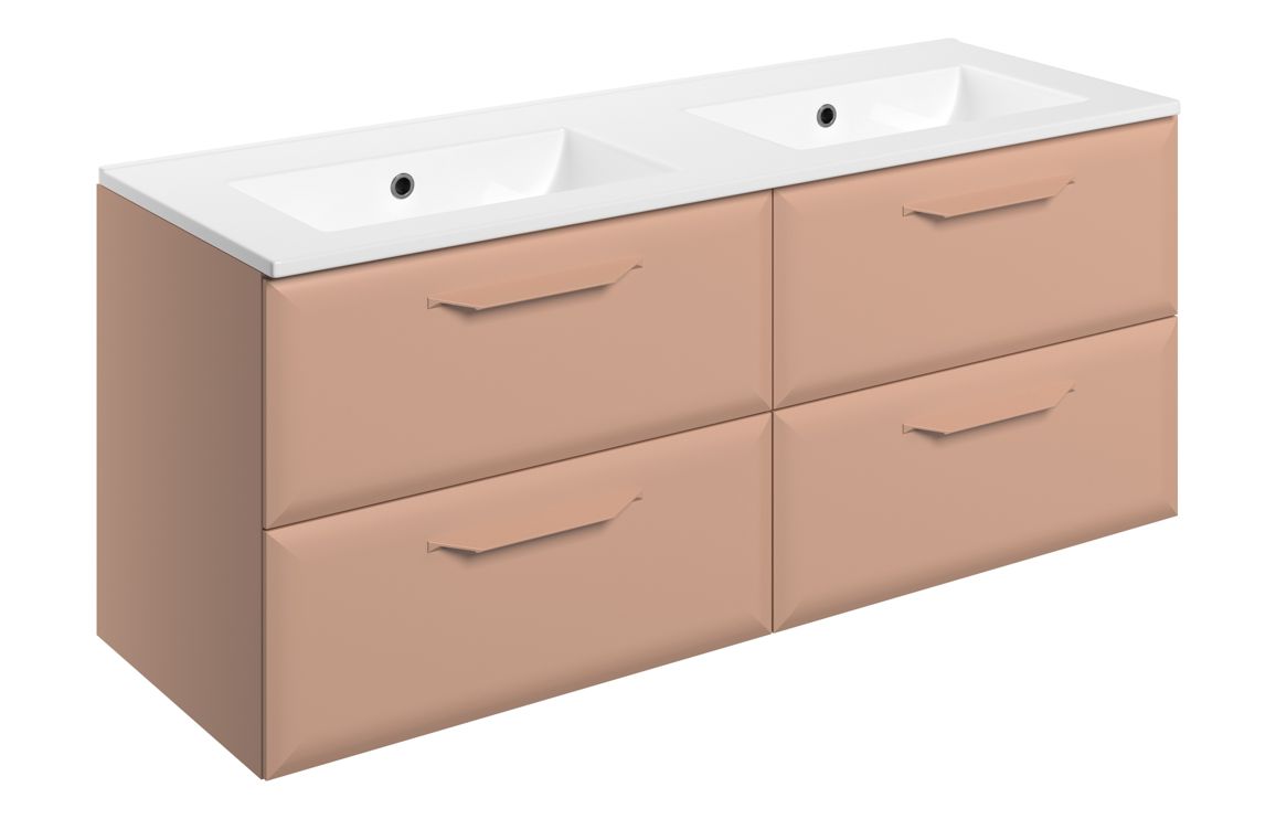 Colorado 1210mm Wall Hung 4 Drawer Basin Unit w/0TH Basin - Matt Apricot