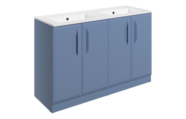 Colorado 1210mm Floor Standing 4 Door Basin Unit w/0TH Basin - Matt Misty Blue