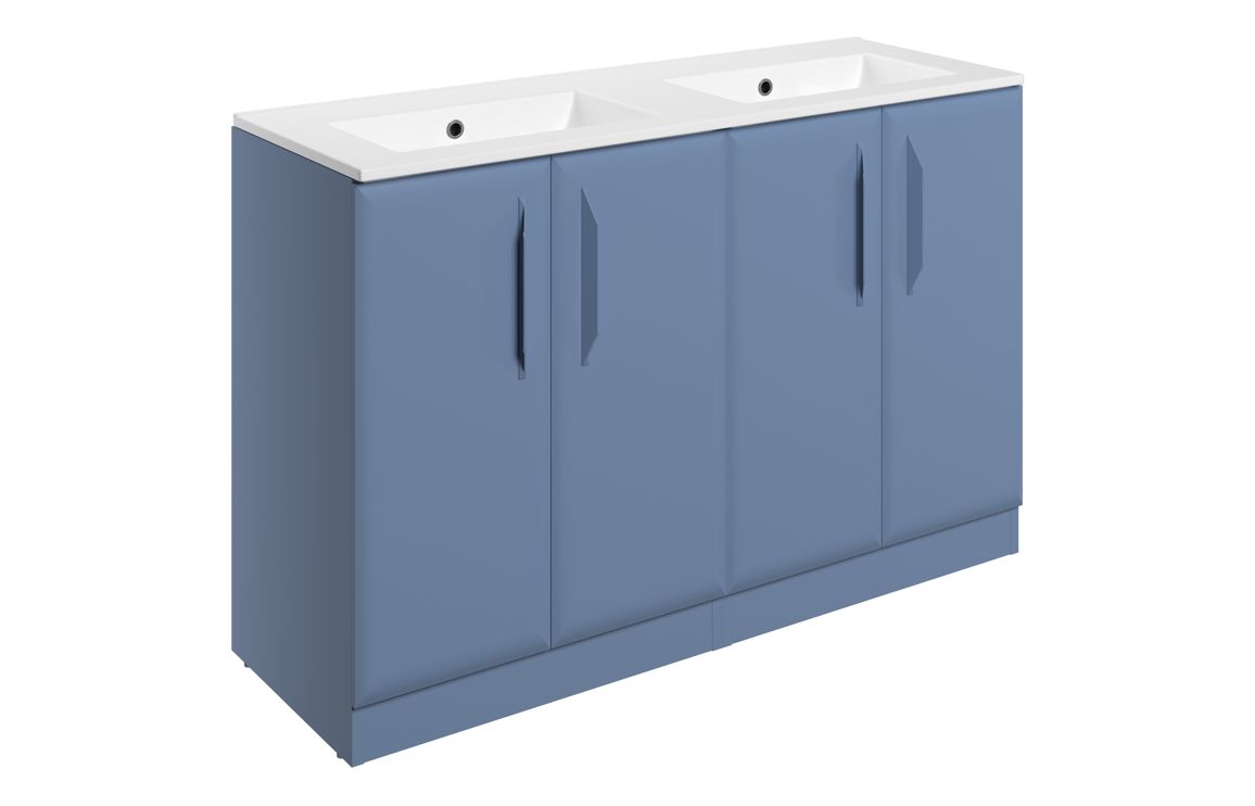 Colorado 1210mm Floor Standing 4 Door Basin Unit w/0TH Basin - Matt Misty Blue