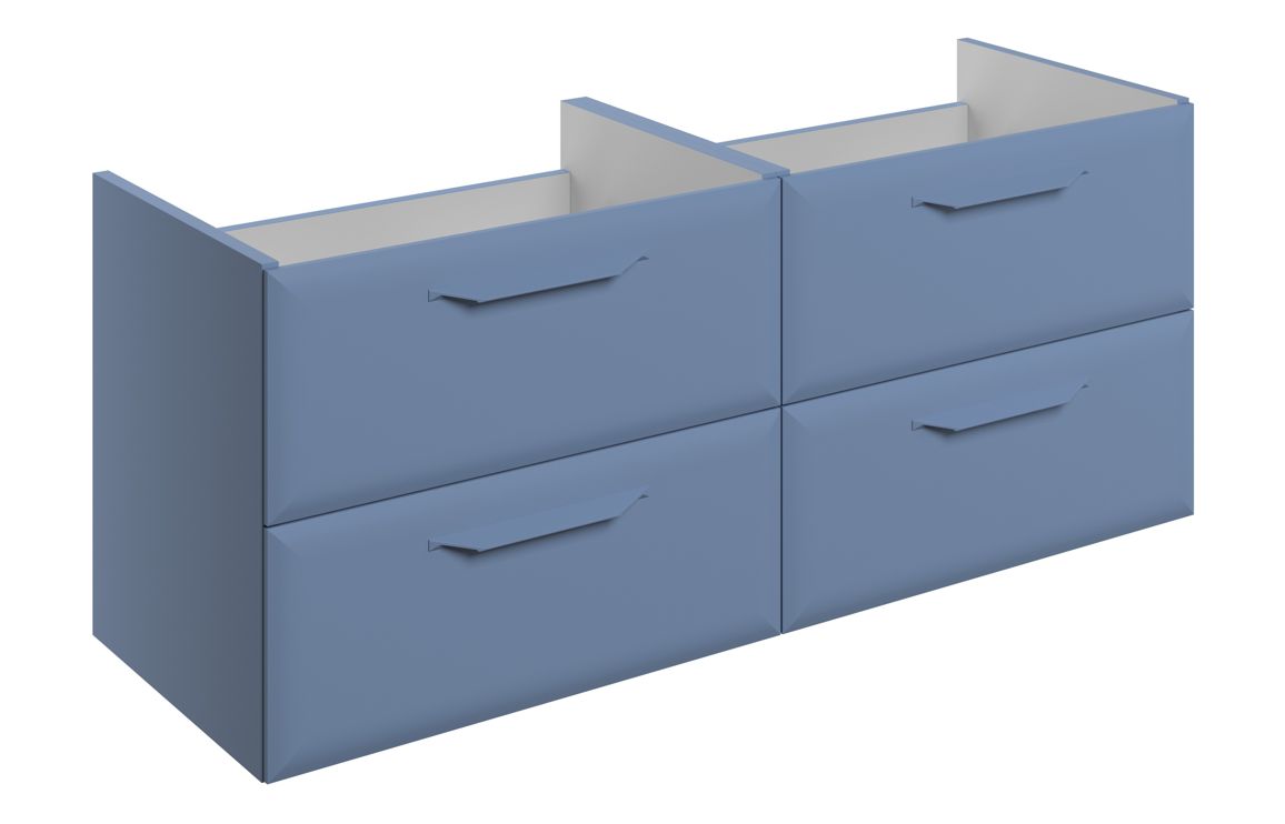 Colorado 1200mm Wall Hung 4 Drawer Basin Unit (No Top) - Matt Misty Blue