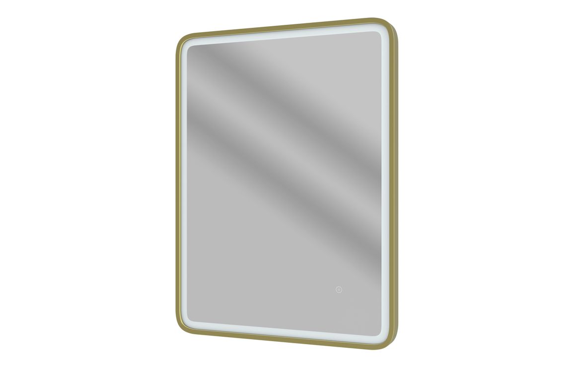 Houston 600mm Rectangle Front-Lit LED Mirror - Brushed Brass