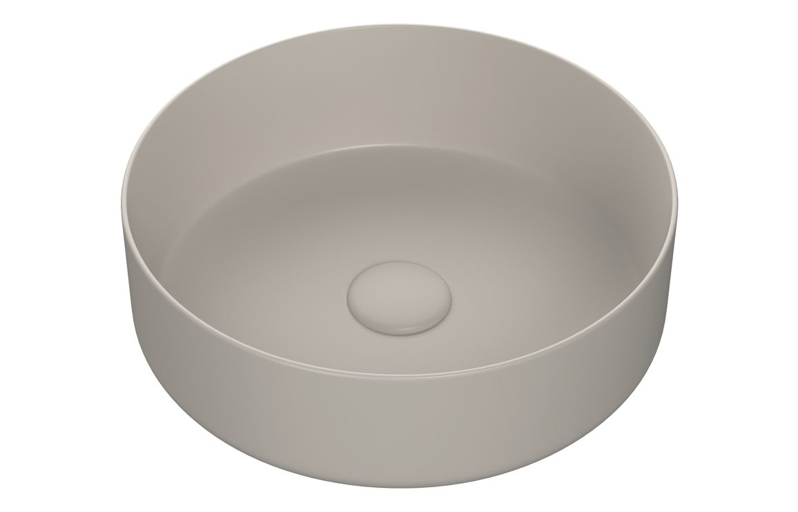 Fara 355mm Ceramic Round Washbowl & Waste - Matt Latte