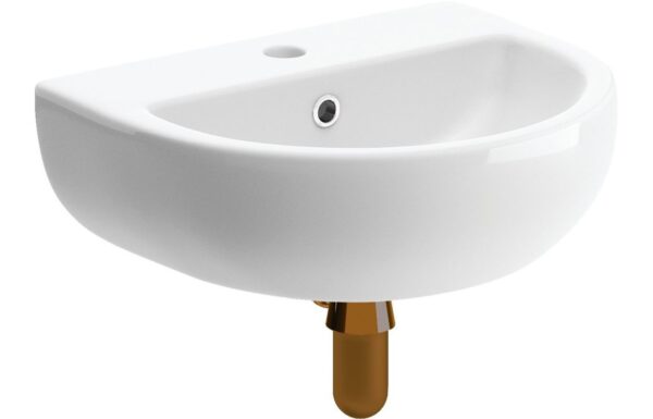 Merrick 450x400mm 1TH Cloakroom Basin & Brushed Bronze Bottle Trap