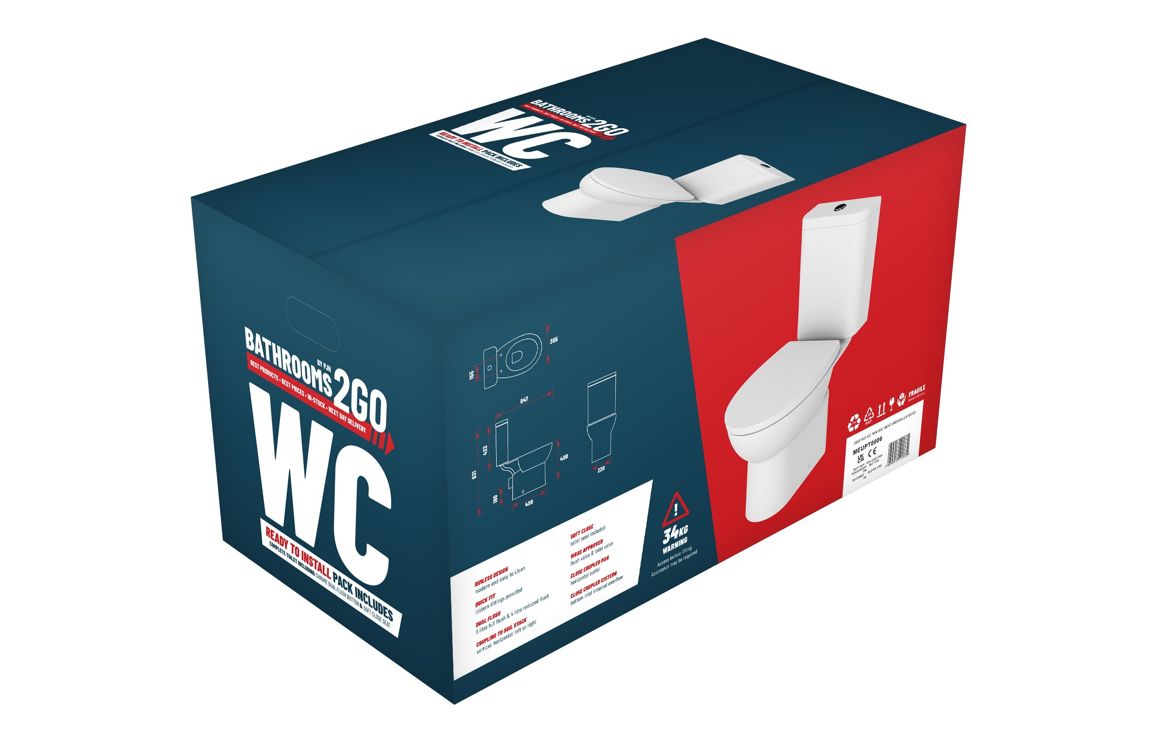//2Go Close Coupled Rimless WC & Soft Close Seat - Image 3