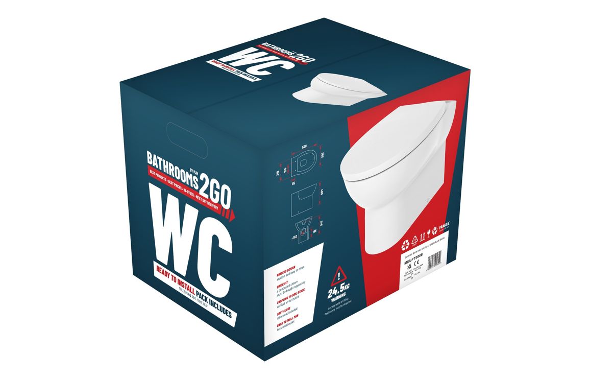 //2Go Rimless Back To Wall WC & Soft Close Seat - Image 3