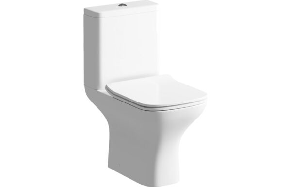 Etive Mor Rimless Comfort Height Close Coupled Open Back WC & Slim Soft Close Seat