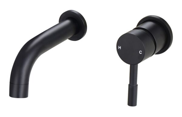 Tortum 155mm Wall Mounted Basin Mixer - Matt Black