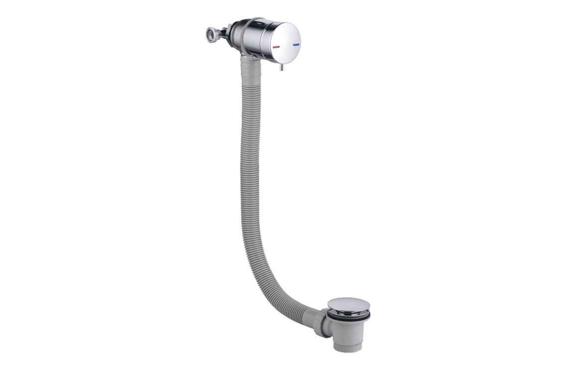 Bath Overflow Filler w/Integrated Valve - Chrome - Image 2