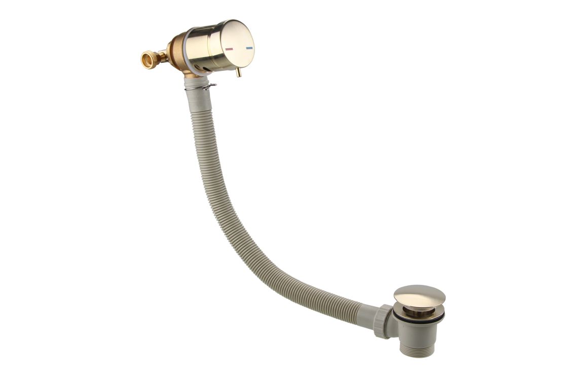 Bath Overflow Filler w/Integrated Valve - Brushed Brass - Image 2