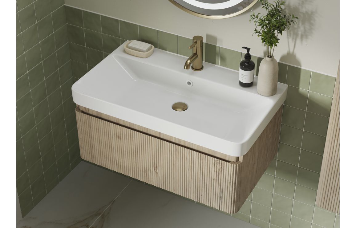 Nebraska 350mm Wall Hung 1 Door Tall Unit - Textured Oak - Image 5