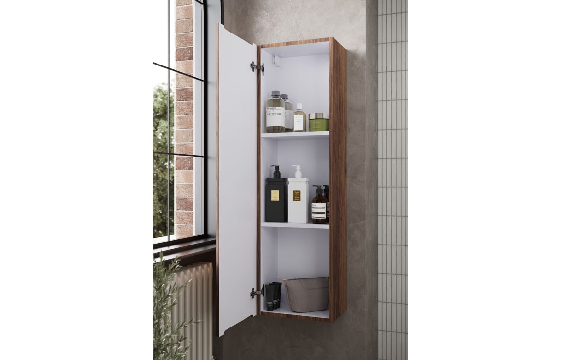 Nebraska 350mm Wall Hung 1 Door Tall Unit - Textured Walnut - Image 3