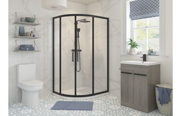 Options 1000x800mm 2 Door Offset Quadrant - Matt Black