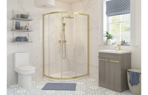 Options 1000x800mm 2 Door Offset Quadrant - Brushed Brass
