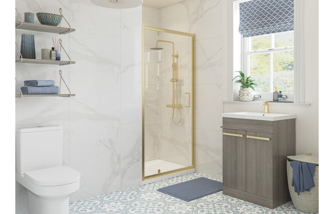Options 700mm Pivot Door - Brushed Brass