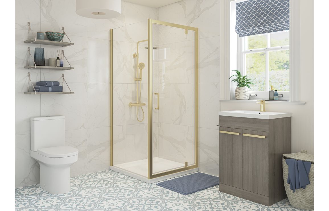 Options 700mm Pivot Door - Brushed Brass - Image 2