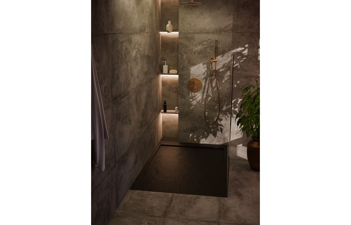30mm Slate 1000x800mm Rectangular Tray & Waste - Black - Image 3